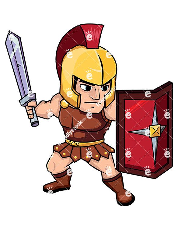 Roman soldier on guard. Army clipart shield