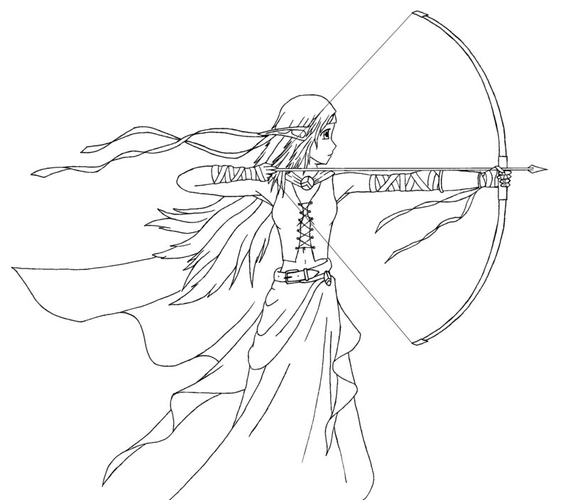 Drawn anime pencil and. Archer clipart woman