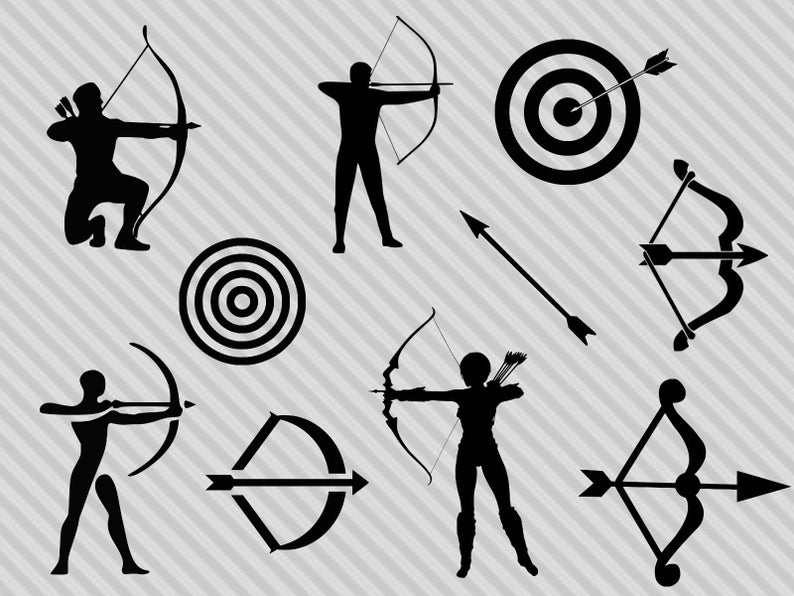 Svg bundle bow and. Archery clipart silhouette