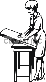 Architect clipart black and white. Outline of a woman