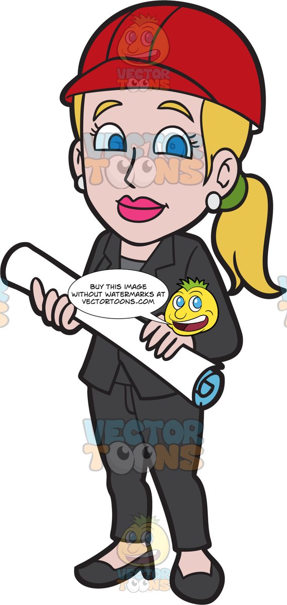A nice holding rolled. Architect clipart female architect