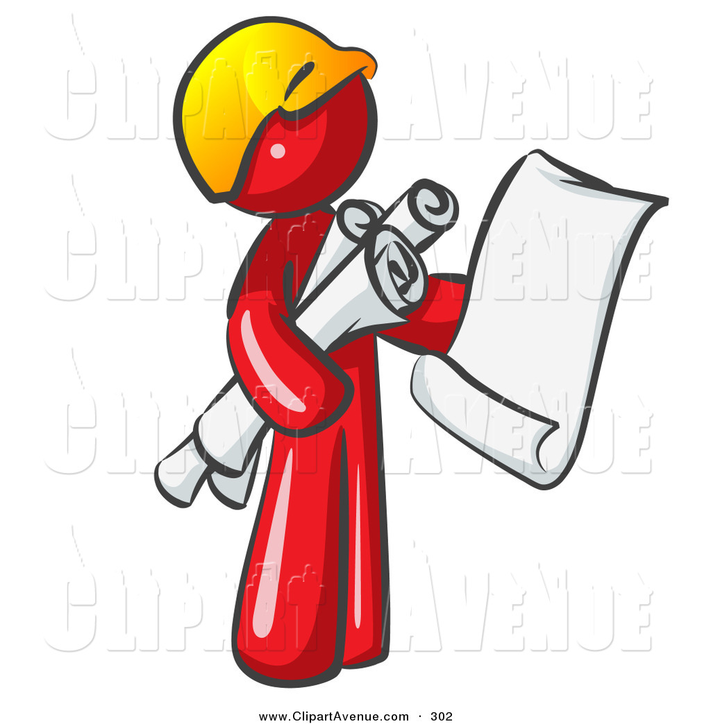 Avenue of a red. Architect clipart man