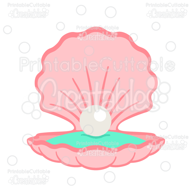Oyster clipart svg. Clam with pearl cut