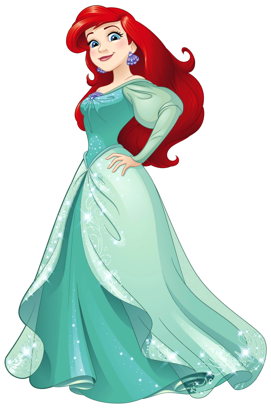 Ariel in her turquoise. Dress clipart watercolor