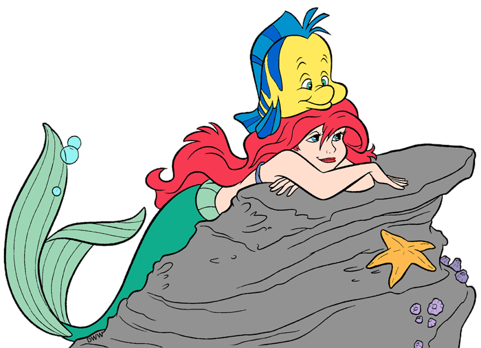 Ariel and friends clip. Clipart rock mermaid