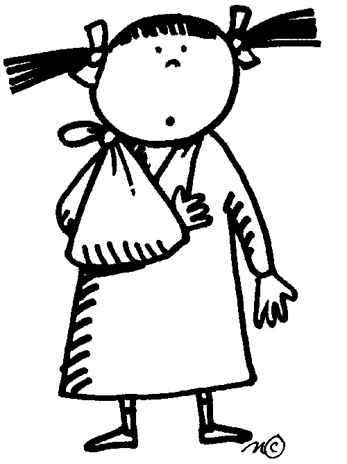 Coloring page of broken. Arm clipart comic