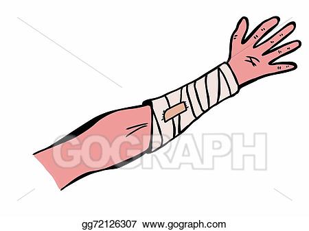 Hand drawn bandaged gg. Arm clipart drawing