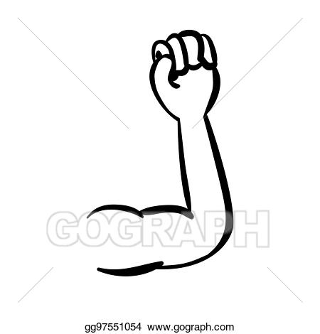 Arms clipart fist. Vector art silhouette muscular