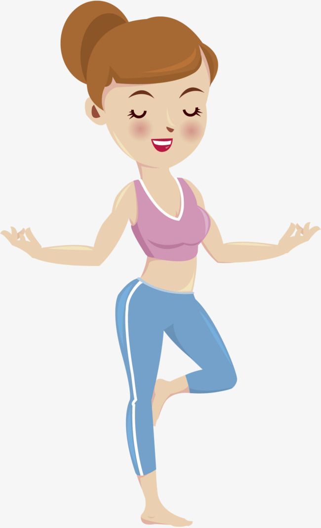 Exercising clipart fit person. Yoga people woman cartoon