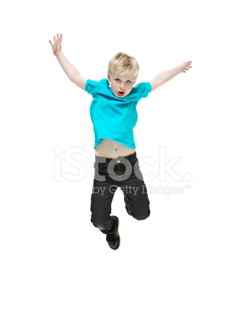 Little boy jumping with. Arm clipart outstretched