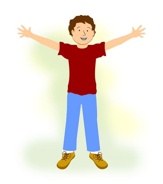 Happy boy with arms. Arm clipart outstretched