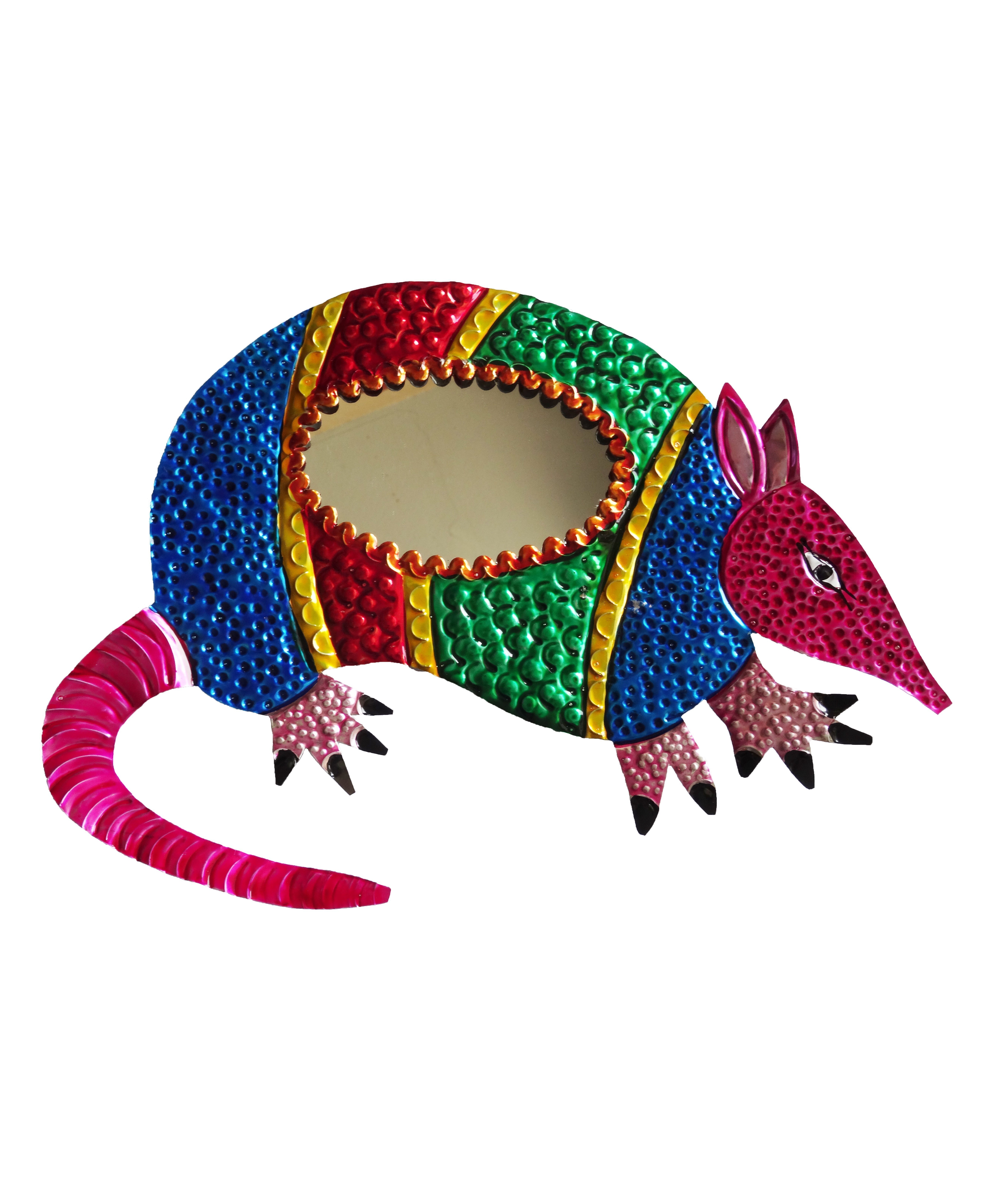 Tin mirror . Armadillo clipart colorful