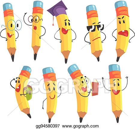 Vector art cute humanized. Pen clipart face