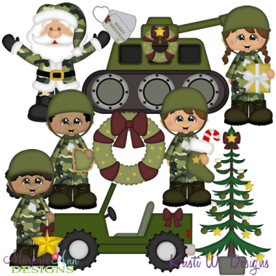 Army clipart christmas. Svg cutting files includes