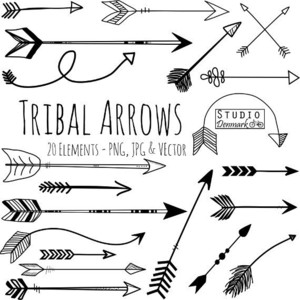 Arrow clipart calligraphy. Tribal and vectors hand