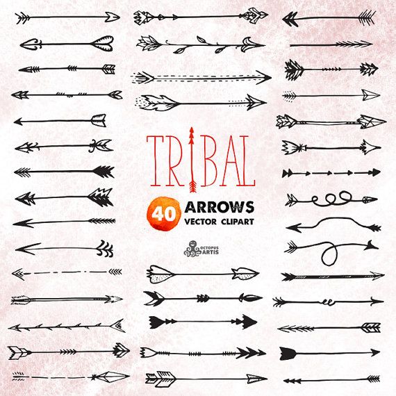 Tribal arrows vector digital. Arrow clipart calligraphy
