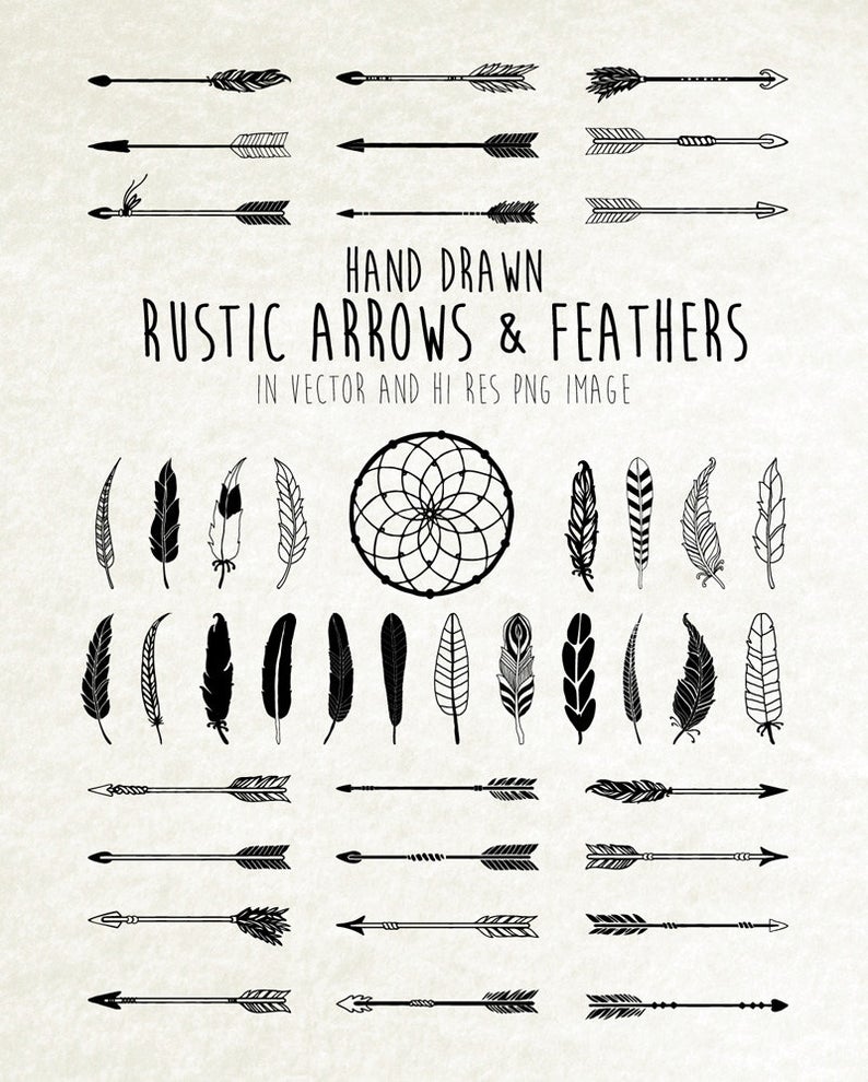 Feathers clipart rustic. Dream catcher feather arrow