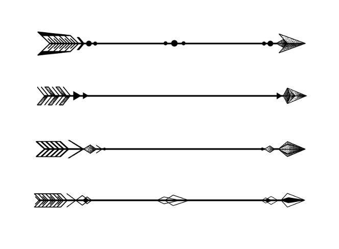 Four minimalist geometric tattoo. Arrows clipart simple