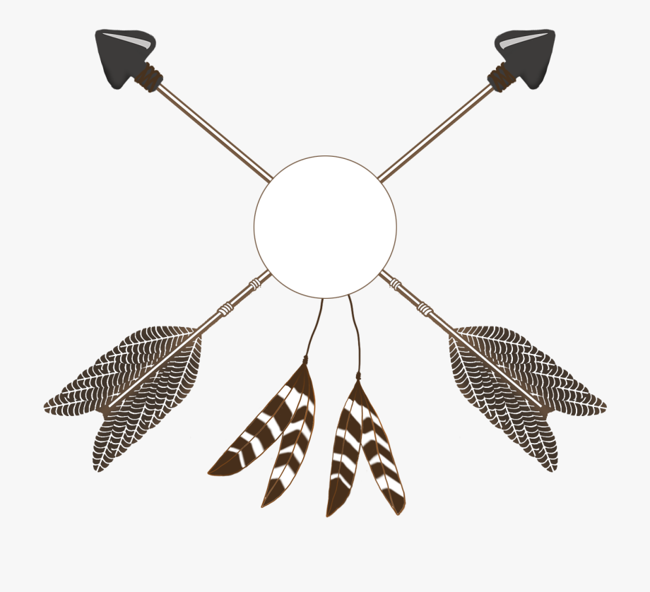 Arrow with feathers . Arrowhead clipart feather