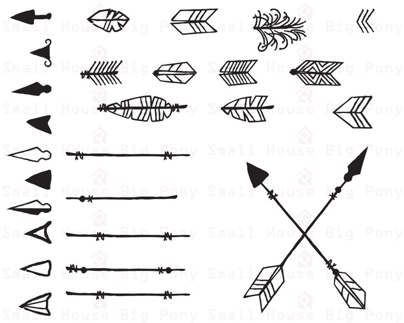 Digital hand drawn this. Arrows clipart native american