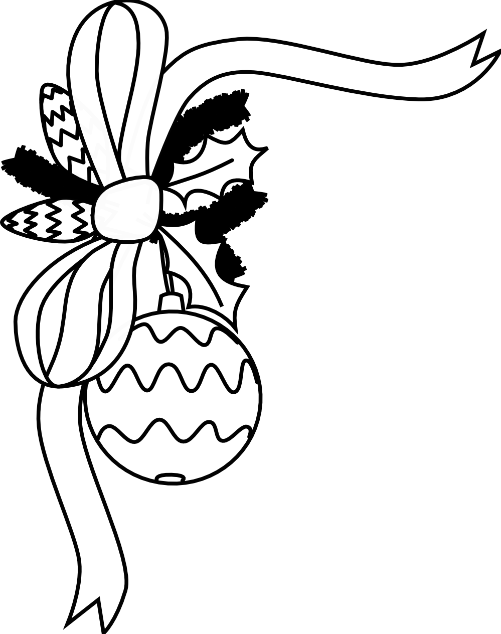 Holly clipart drawing. Christmas ornament black and
