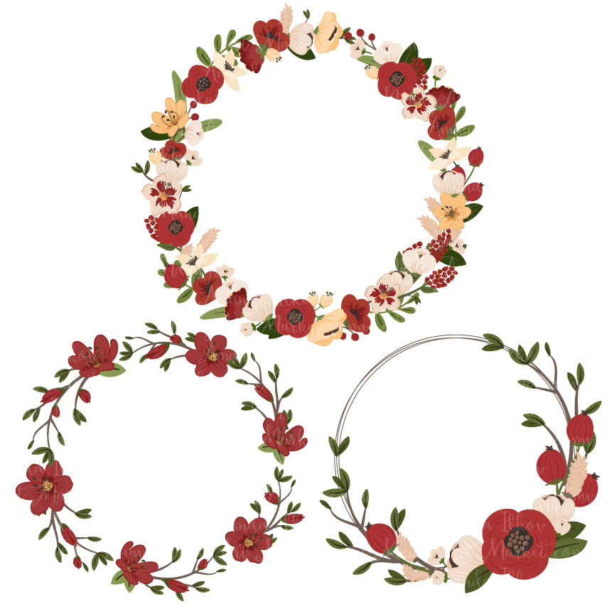 Christmas jenny pretty vectors. Floral clipart wreath