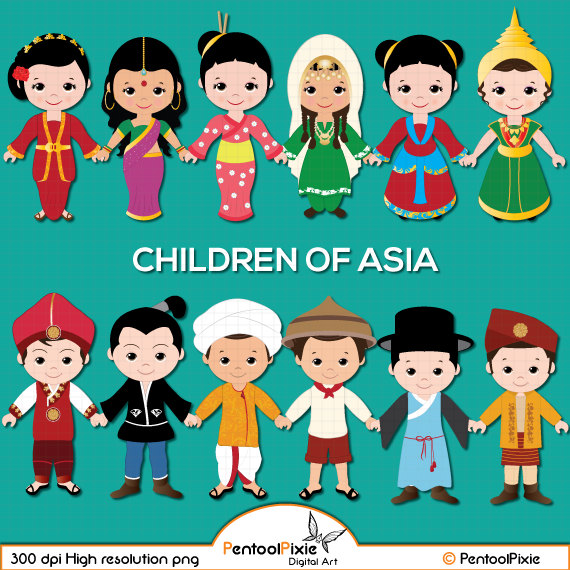 Children of asia kids. Asian clipart