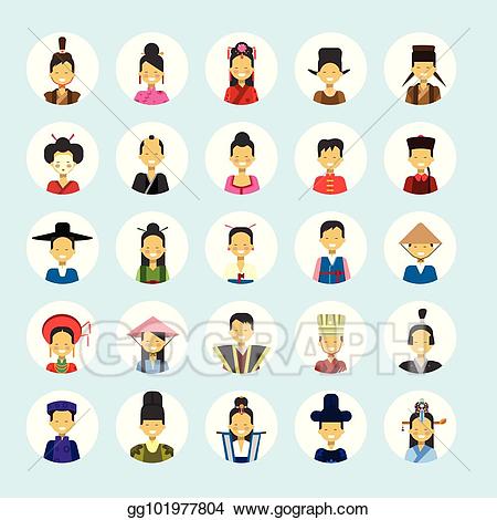 Vector art man and. Asian clipart avatar