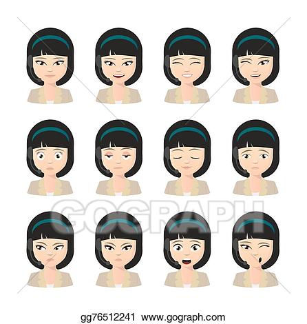 Vector female operator wearing. Asian clipart avatar