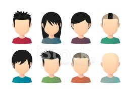 Asian clipart avatar. Set of male faceless