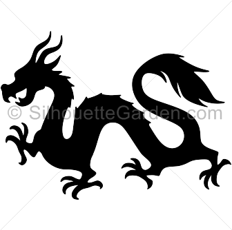 Chinese dragon clip art. Asian clipart silhouette