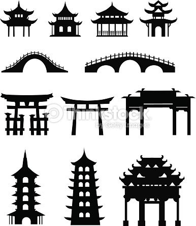 Asian clipart silhouette. Vector art chinese traditional