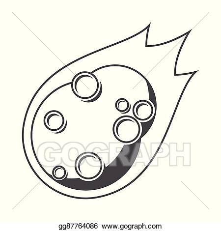 Vector illustration gg . Asteroid clipart black and white