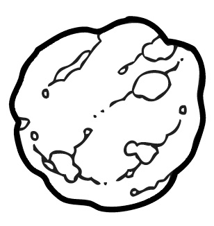Meteor pencil in color. Asteroid clipart black and white