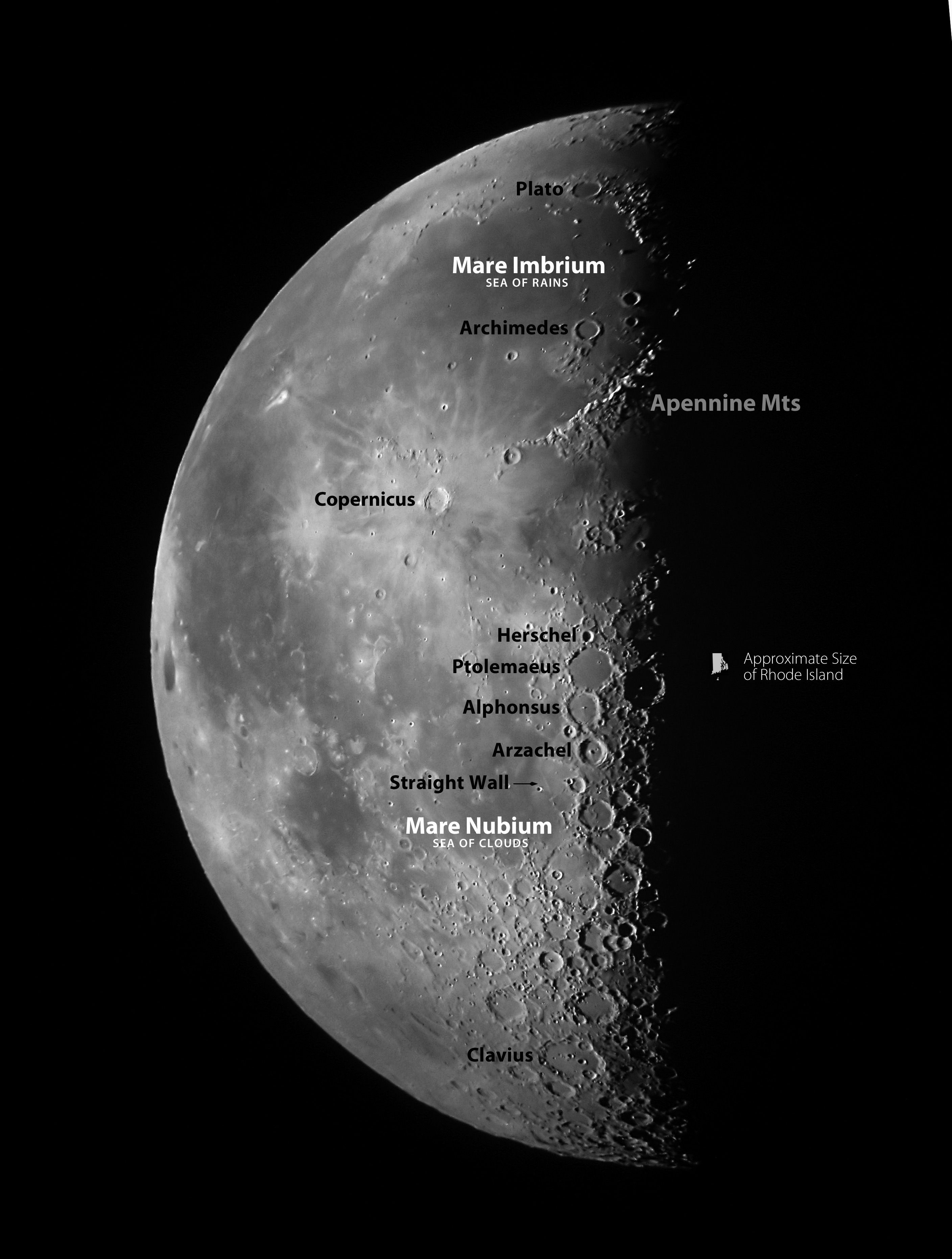 Asteroid clipart moon crater. Last quarter showing landmarks