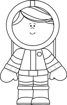 astronaut clipart black and white