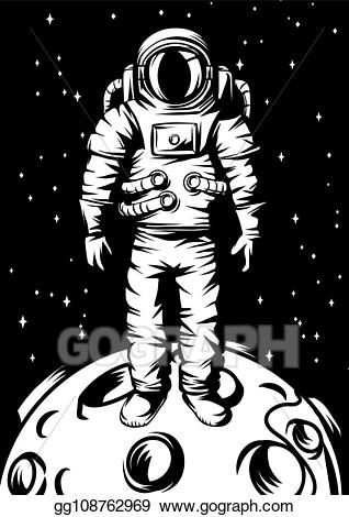 Astronaut clipart moon. Clip art vector illustration
