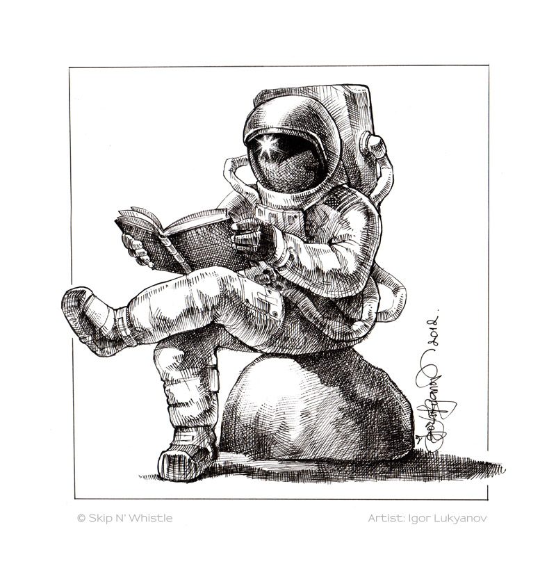 astronaut clipart reading