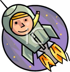 An waving from the. Astronaut clipart rocket