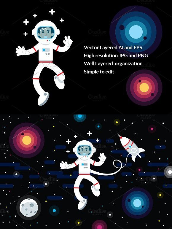 Space illustration landing pages. Astronaut clipart template