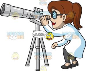 Astronomy clipart astronomer. A female using telescope