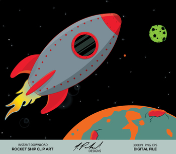 rocketship clipart outer space