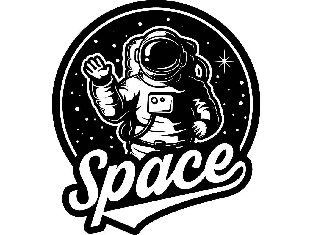 Logo planet moon star astronaut shuttle nasa.