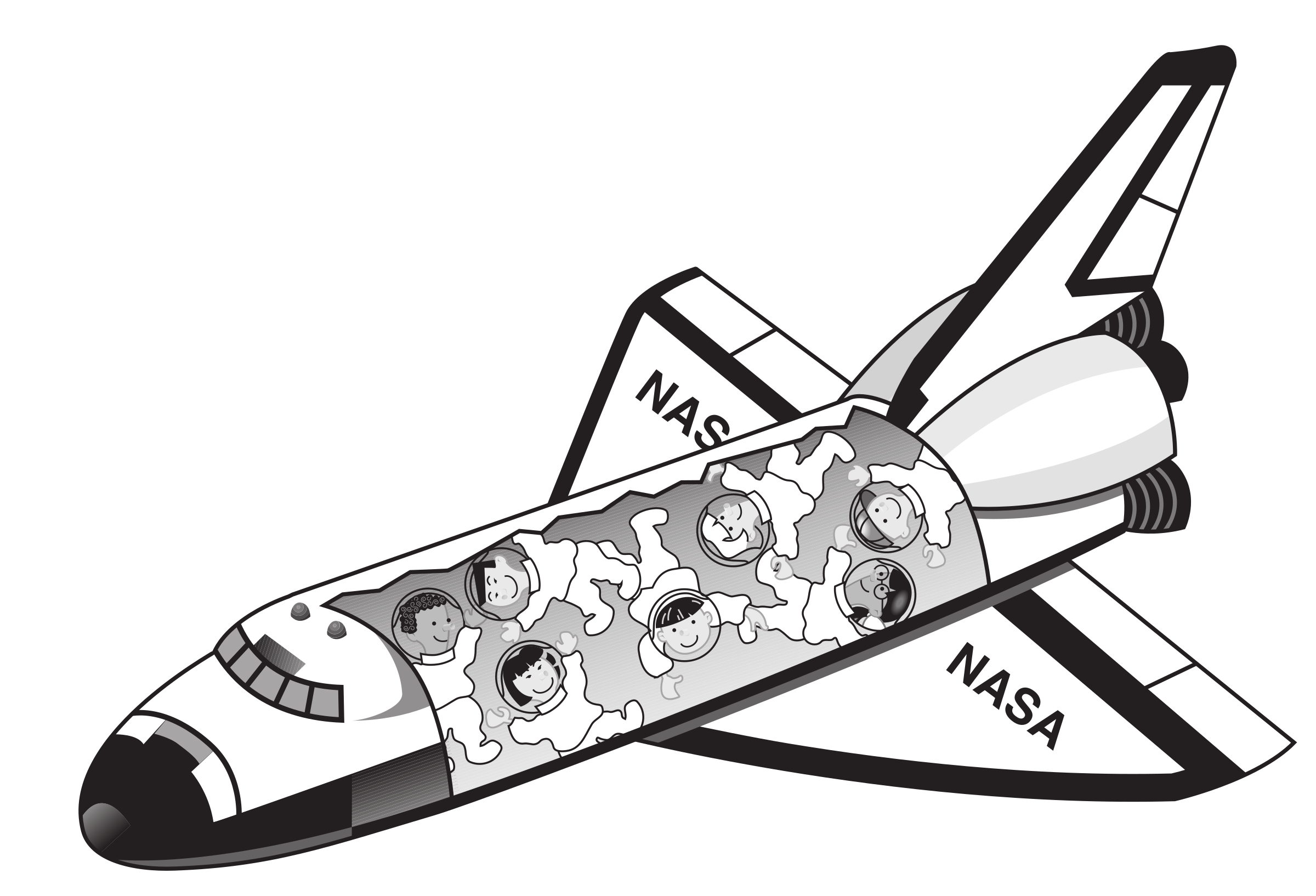 Spaceship clipart broken. Space shuttle with kids
