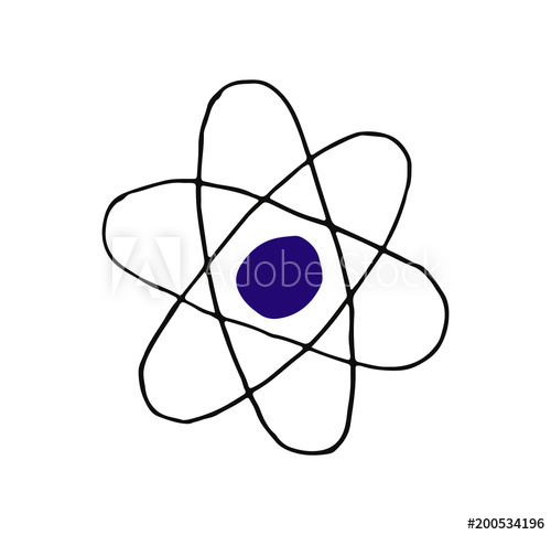 Atom clipart science technology. Structure icon in doodle