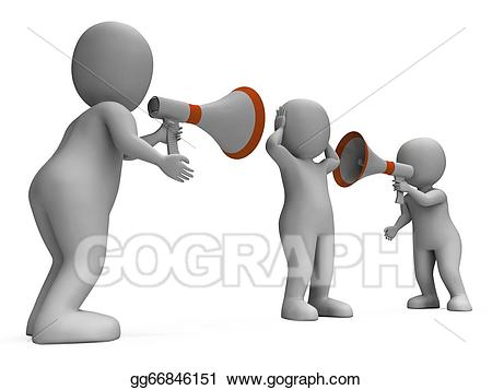 Attention clipart announcement. Drawings megaphone characters showing