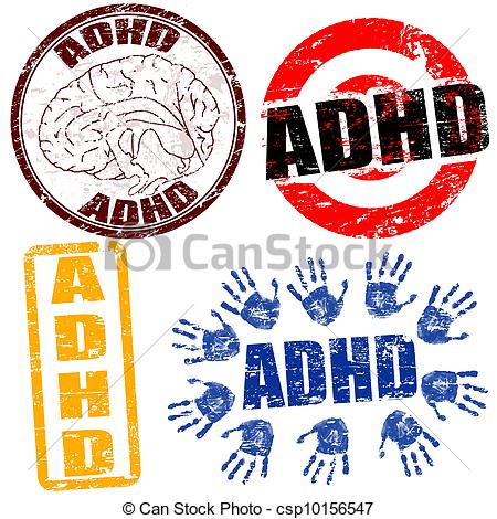 Attention clipart stamp. Adhd collection stamps set