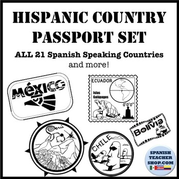 Attention clipart stamp. Spanish speaking countries passport