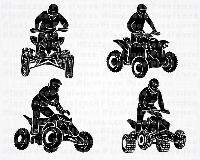 Svg files wheeler motocross. Atv clipart black and white