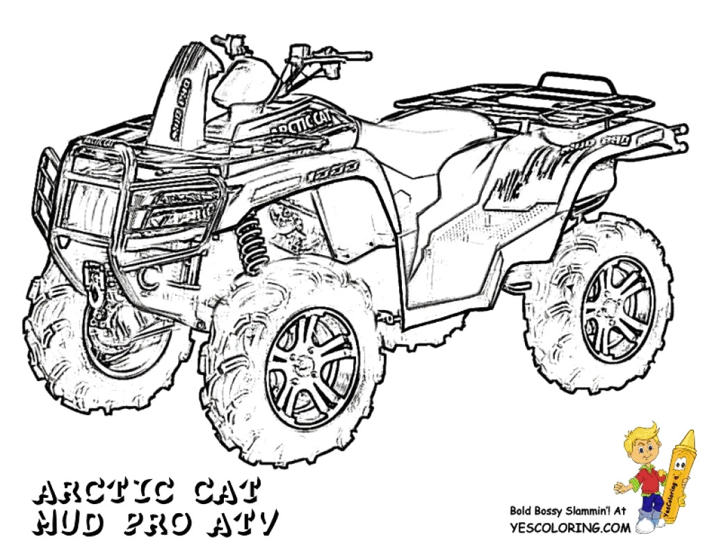 Atv clipart coloring page. Quad pages throughout four